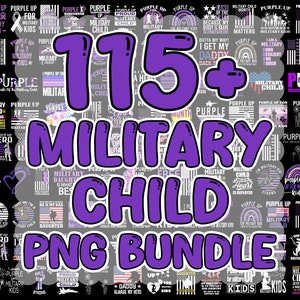 115+ Military Child Designs Bundle, Purple Up Militärkind, Monat des Militärkindes Png, Militär Kinder Png, Sublimationsdesign