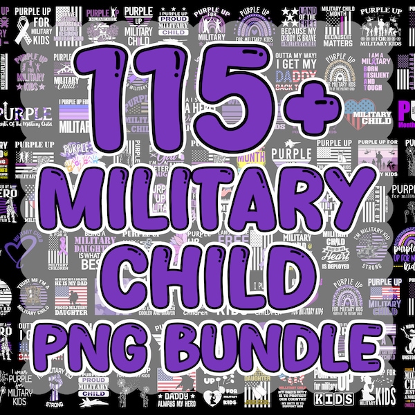 115+ Militär-Kinder-Designs-Bundle, Purple Up Militär-Kind, Monat des Militär-Kind-Png, Militär-Kinder-Png, Sublimationsdesign