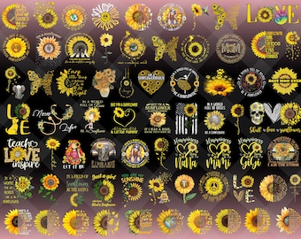 100+ Sunflower Bundle, Sunflower Png Bundle, Sunflower Quotes, Sunshine Png, Retro Flowers Png, Motivational Quotes