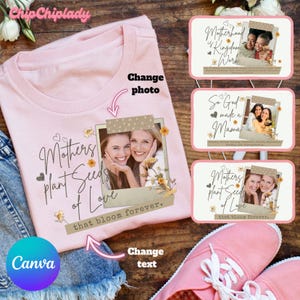 3+ modelli Canva per la festa della mamma, inserimento foto personalizzato per la mamma su Canva, modello Canva "Così Dio ha creato una mamma", le madri piantano semi d'amore