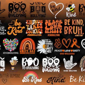 Paquete de más de 25 Svg PNG naranjas del Día de la Unidad, Svg de camiseta naranja de Unity, Svg del Día de la Unidad, Sea amable Png, Antibullying, Detenga el bullying, Kindness Squad Png