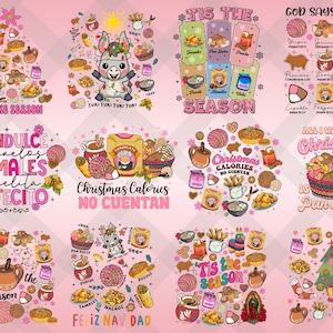 Christmas Mexican Christmas Bundle Png, Pan Dulce Png, Spanish Christmas, Funny Christmas, Mexican Chocolate, Pink Christmas