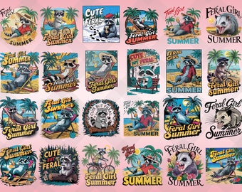 Feral Girl Summer Png, Summer Design, Summer Png, Funny Raccoon Design, Summer Girl Png