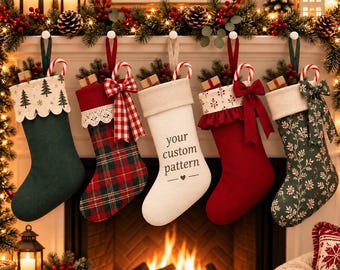 Personalized Christmas Stocking: With Name Embroidery, Bow, Ruffle Cuff, and Lace Options