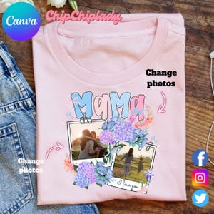 Custom Canva Mama Kids Photo Png, Mothers Day Png, Canva Add Photos, Mom Floral Coquette Bow Png, Flowers Hand drawn, Gift For Mom