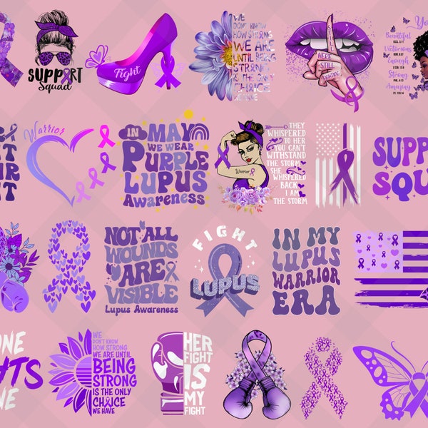 22+ Designs Lupus Awareness Png Bundle, Lupus Warrior Png, Purple Ribbon Png, In May We Wear Purple Png, Nobody Fights Alone Png