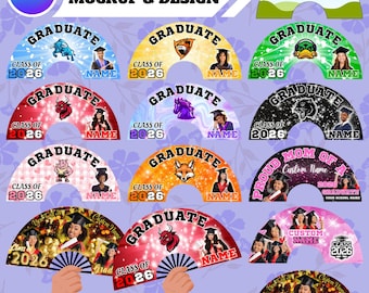10+ Graduation Clack Fan Canva Editable Template, 2026 Clack Fan Templates, Grad 2026 Clack Hand Fan, Grad Clack Fan Canva Designs