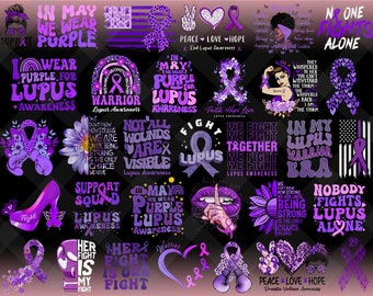 32+ Designs Lupus Awareness Png Bundle, Lupus Warrior Png, Purple Ribbon Png, In May We Wear Purple Png, Nobody Fights Alone Png