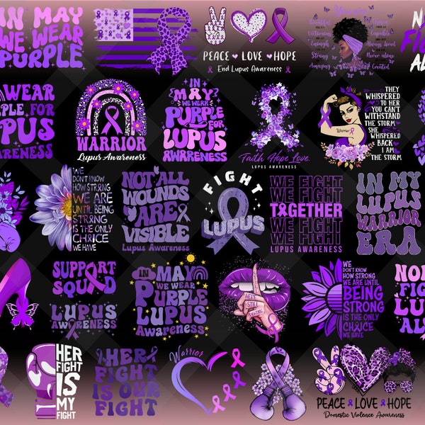 32+ Designs Lupus Awareness Png Bundle, Lupus Warrior Png, Purple Ribbon Png, In May We Wear Purple Png, Nobody Fights Alone Png