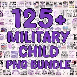 Bundel met 125+ militaire kinderontwerpen, paars omhoog militair kind, maand van het militaire kind png, militair kinderpng, sublimatieontwerp