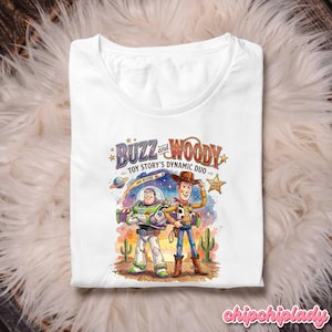Disney Pixar Buzz och Woody T-shirt, Space Ranger och Cowboy Duo-tröja, Toy Story-filmkaraktärer T-shirt, Disney Toy Story Äventyr T-shirt bild 6