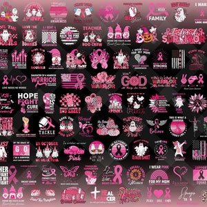 100+ Designs Brustkrebs SVG-Bundle, Krebs zwar, Krebsbewusstsein, Pink Ribbon, Brustkrebs, Kampf gegen Krebs Zitat etc