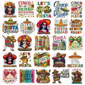 Paquete de más de 25 diseños de Cinco de Mayo (PNG), Fiesta Mexicana (PNG), Tequila Mexicano (PNG), Tacos (PNG), Sombrero de Nachos