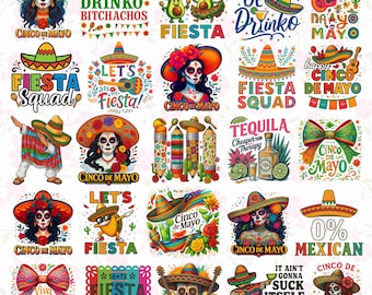 25+ ontwerpen Cinco de Mayo png-bundel, Mexicaans feest png, Let's Fiesta png, Mexico tequila png, taco's png, nachoshoed