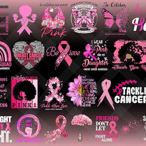 27+ Brustkrebs SVG PNG Bundle, Krebs SVG, Krebsbewusstsein, Pink Ribbon, Brustkrebs, Kampf Krebs Zitat etc, Sublimation