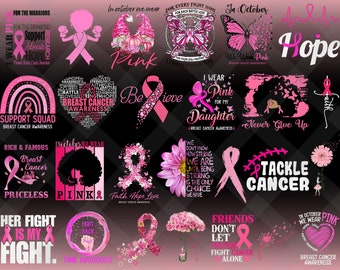 27+ Breast Cancer SVG PNG Bundle, Cancer SVG, Cancer Awareness, Pink Ribbon,Breast Cancer, Fight Cancer Quote Svg, Sublimation