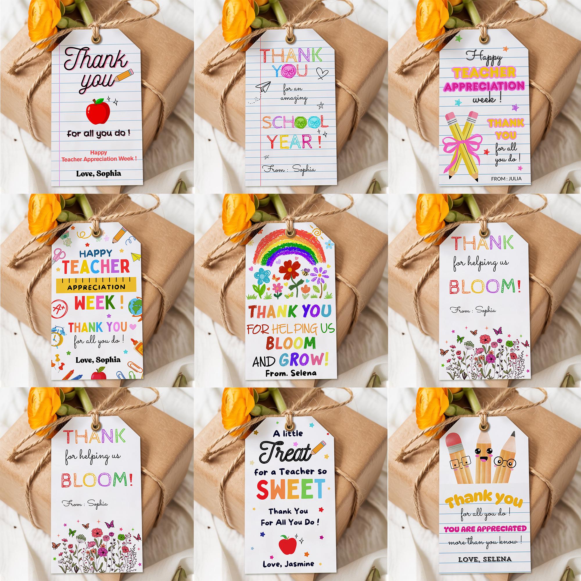8+ Teacher Appreciation Gift Tags Editable Canva Template, Thank You ...