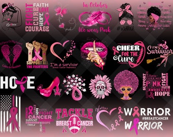 24+ Breast Cancer SVG PNG Bundle, Cancer SVG, Cancer Awareness, Pink Ribbon,Breast Cancer, Fight Cancer Quote Svg, Sublimation