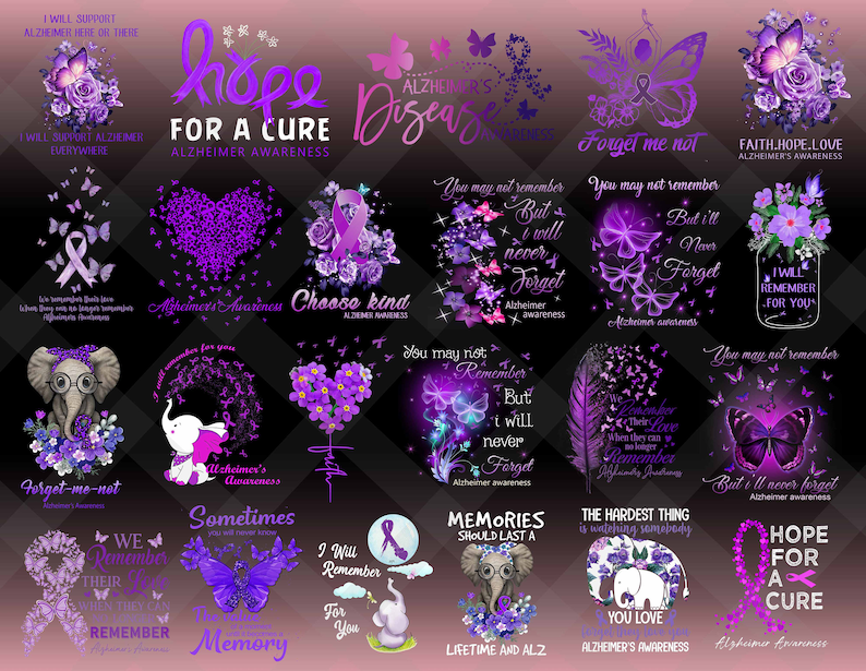 32+ Designs Alzheimer's Awareness Png Bundle, Purple Ribbon, Alzheimer ...