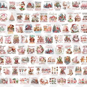 Mais de 100 designs de pacotes de Natal PNG arquivos digitais, Feliz Natal, Papai Noel, designs de sublimação de renas, download de pacotes PNG