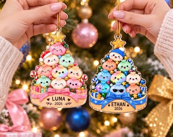 Christmas Dumpling Tree Ornament for Boy Girl, Custom Name Glitter Dumpling Ornament, Dumpling Lover Gift, Kids Christmas Gift,Holiday Decor