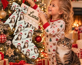 Personalized Christmas Pet Stocking: With Name Embroidery, Bow, Ruffle Cuff, and Lace Options