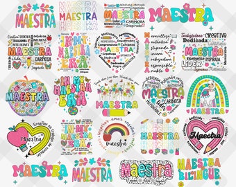 20+ Designs Retro Maestra Word Png, Teacher Life, Teach Love Inspire, Spanish Teacher, Teacher Appreciation Gift, Maestra School