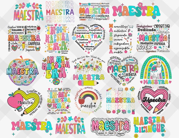 20+ Designs Retro Maestra Word Png, Teacher Life, Teach Love Inspire, Spanish Teacher, Teacher Appreciation Gift, Maestra School