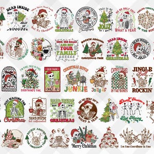 50+ Designs Weihnachten Schädel Bündel Png, Weihnachten Skelett Png, lustige Weihnachten Png, Weihnachten Bündel Png