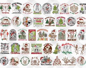 50+ Designs Christmas Skulls Bundle Png, Christmas Skeleton Png, Funny Christmas Png, Christmas Bundle Png