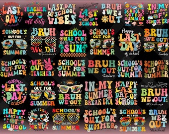 65+ Designs School's Out For Summer Png, Groovy Sublimation Design, Teacher Summer Png, Last Day Of School, Summer Kids Design, Bruh We Out