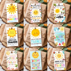 8+ afdrukbaar/bewerkbaar cadeaulabel zomer leraar waardering kinderen jouw beurt om te ontspannen in de zon label digitale sjabloon voor einde schooljaar