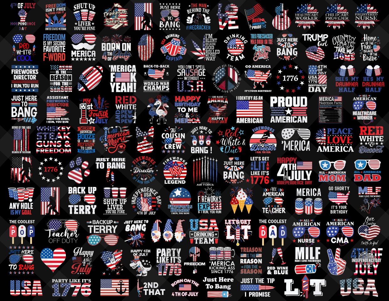 120+ Designs 4th of July Mega Bundle, Retro 4th of July PNG, Fourth of ...