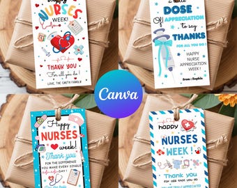 Etiqueta de regalo editable de Canva para agradecer a las enfermeras, Una pequeña muestra de agradecimiento, Regalo para la semana de la enfermera, Etiqueta de agradecimiento a las enfermeras