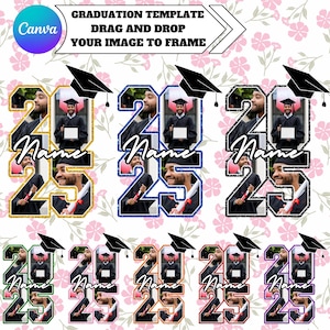 Modèle Canva éditable avec photos pour l'obtention du diplôme, Modèle 2025, Diplôme senior Canva éditable Png, Diplôme 2025 Png