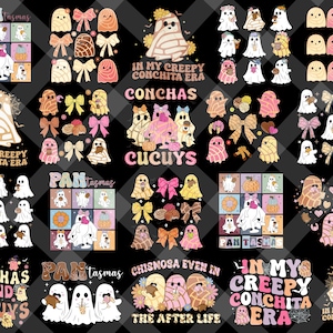 Plus de 40 motifs : fantôme mexicain png, png effrayant de l'époque de la conchita, png, conchas et cucuys, fantôme conchas, png drôle d'Halloween, dia de muertos