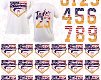 Baseball Drip Ice Creams 4th of July Png Bundle, Custom Name Dripping American Png, Patriotic American Flag Png, Red White And Blue Drip Png