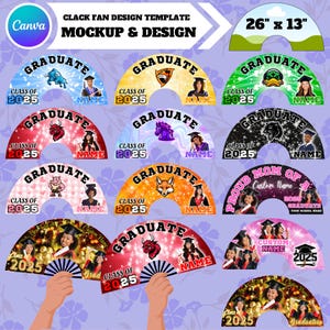 10+ Graduation Clack Fan Canva Editable Template, 2025 Clack Fan Templates, Grad 2025 Clack Hand Fan, Grad Clack Fan Canva Designs
