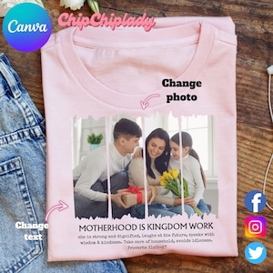 Mother&#39;s Day Canva Template, Custom Add Your Photo Mom Canva Frame, Motherhood Is Kingdom Work Png, Best Mom Canva Template , Digital File