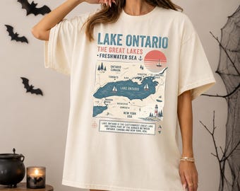 Lake Ontario Shirt, Great Lakes Resist Comfort Colors Tee, Vintage Canada Lake Shirt, Ontario Vacation Gift, Coastal Sailing Travel Tee