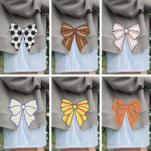Bundle Sport Side Bow Applique Side Bow Machine Embroidery Designs Wide Ribbon Sports Girly Bow From 4 To 9 Inches Sweatshirt Seam Side Bow