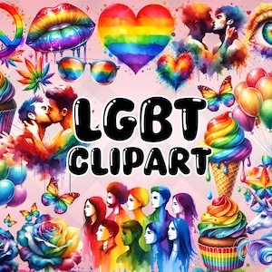 Paquete de más de 30 imágenes prediseñadas del orgullo LGBTQ en acuarela PNG, paquete de archivos PNG del mes del orgullo LGBT, imágenes prediseñadas de la fiesta del orgullo, imágenes prediseñadas de arcoíris, arte del festival gay