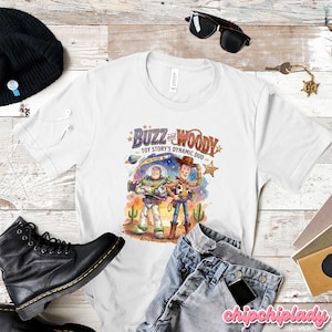 Disney Pixar Buzz och Woody T-shirt, Space Ranger och Cowboy Duo-tröja, Toy Story-filmkaraktärer T-shirt, Disney Toy Story Äventyr T-shirt bild 7