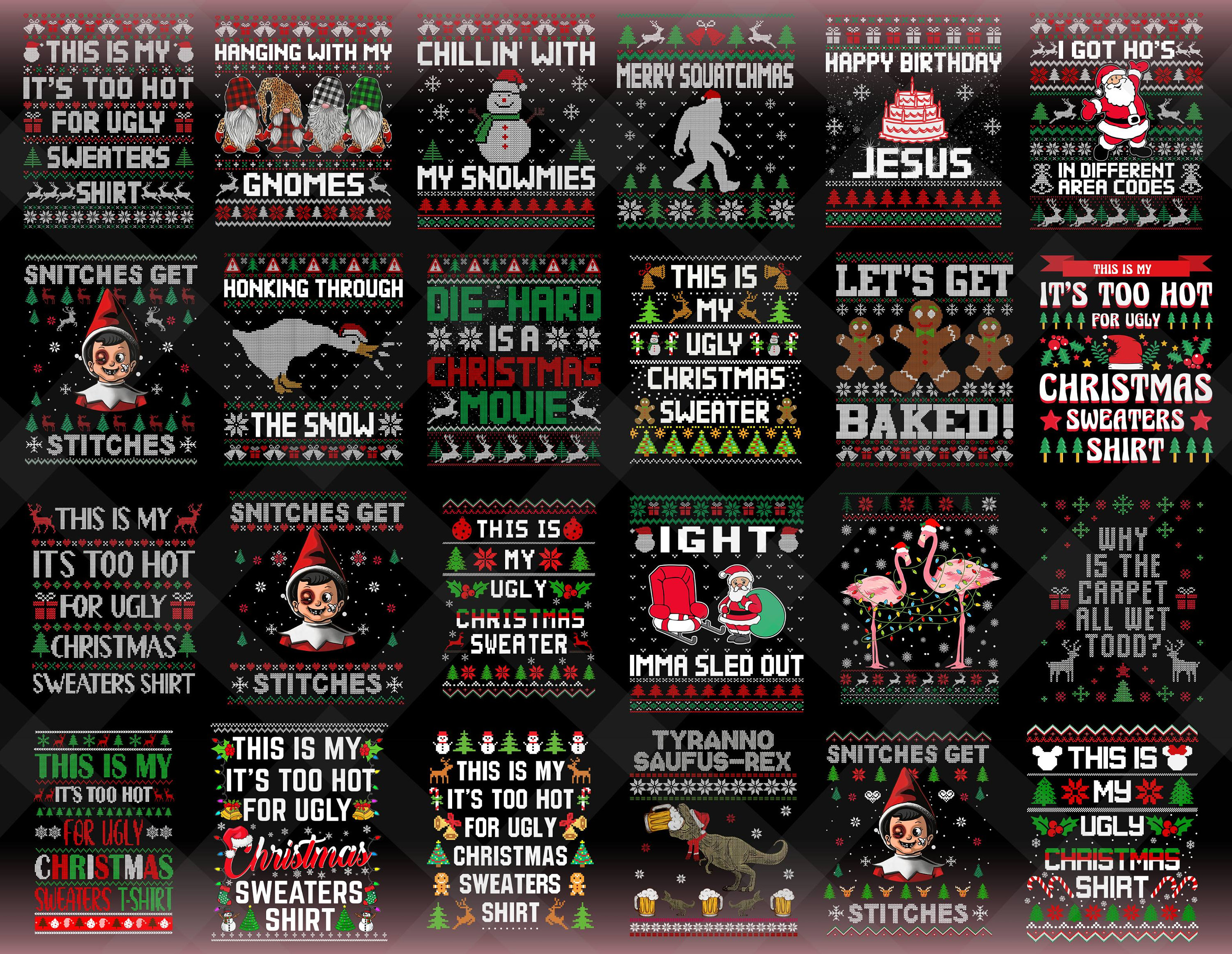 30+ Designs Ugly Christmas Sweaters Png Bundle, Christmas Png, Ugly Sweater Png, Ugly Sweater Clipart, Retro Ugly Sweater Png