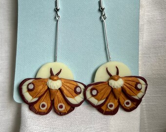 Clay Oak Moth Earrings