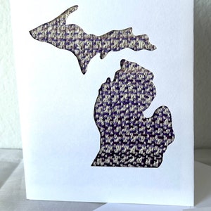 The Michigan Card, tessuto a mano, fatto a mano, firmato, vari colori, biglietto bianco con busta, unico nel suo genere, biglietto di auguri, regalo per tessitore