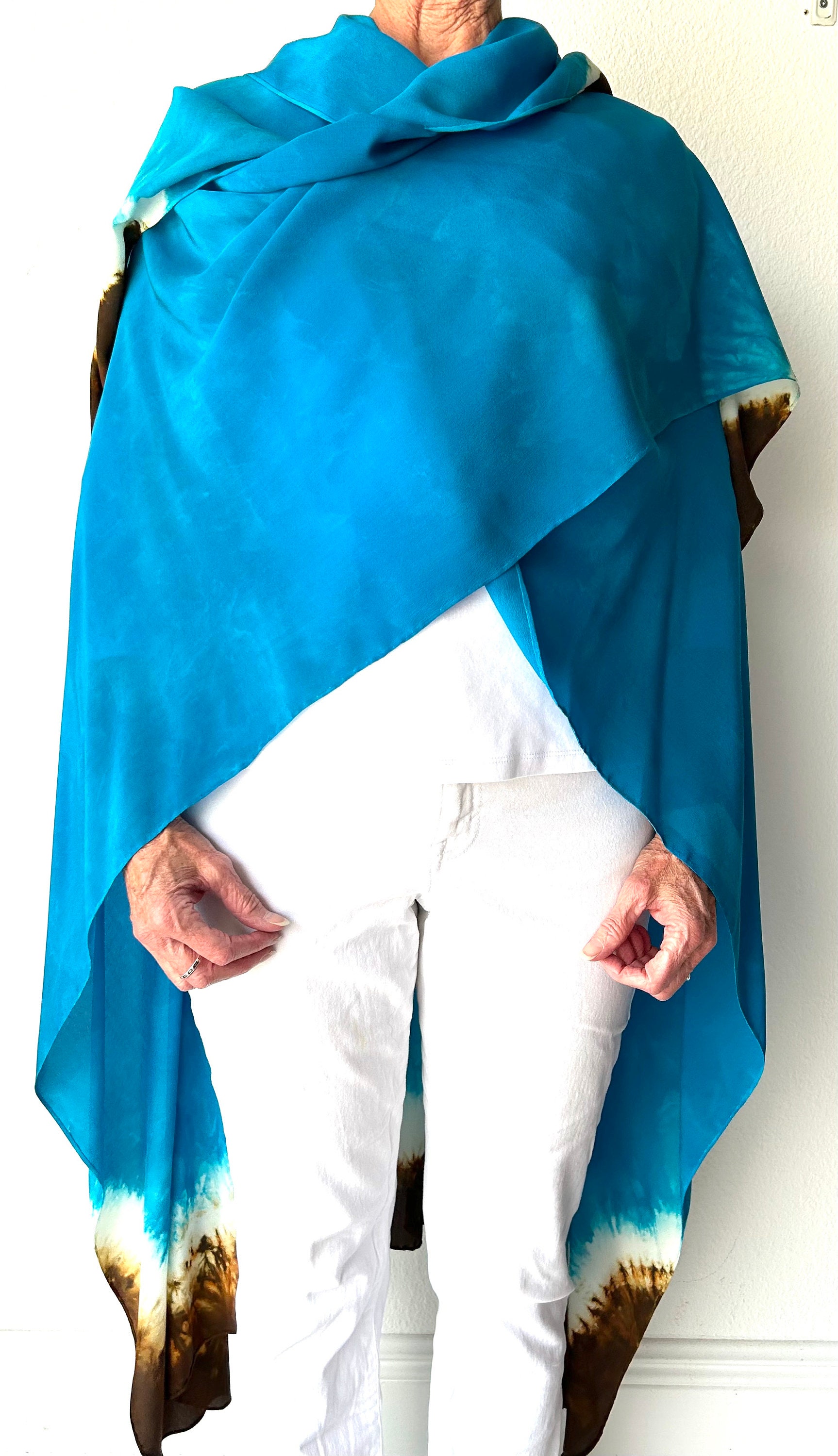 The Sophia, Crepe De Chine Silk Ruana, Shibori Style, Unique ...