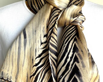 Hand-Dyed Satin Silk Scarf: Shibori & Eco Dyed Wearable Art - 11"x60"