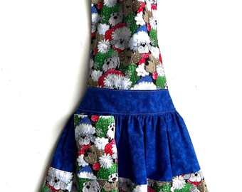 Christmas Children's Apron (2) w/Pocket, Cotton Fun Fabrics, Neck and Waist Ties