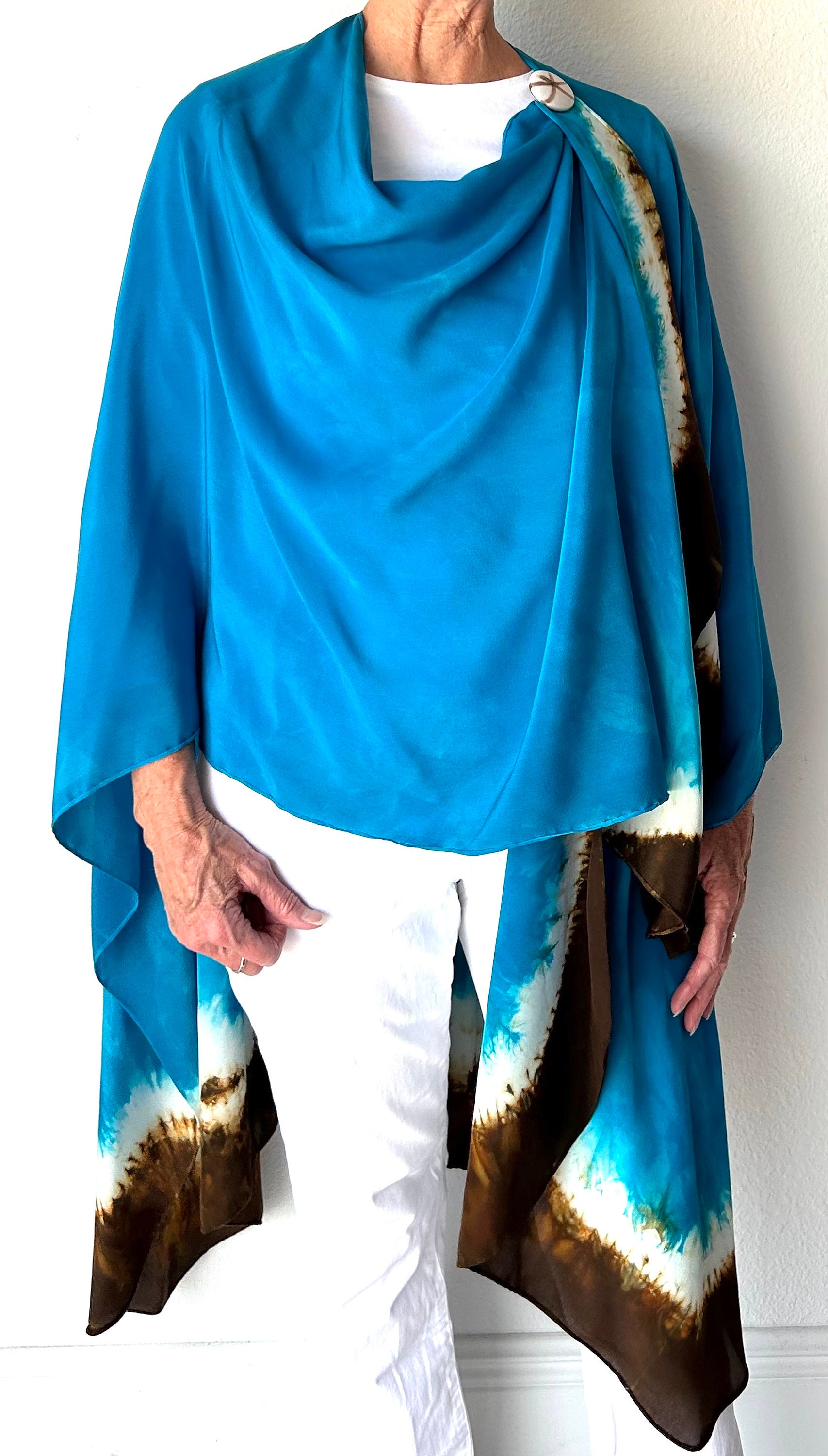 The Sophia, Crepe De Chine Silk Ruana, Shibori Style, Unique ...